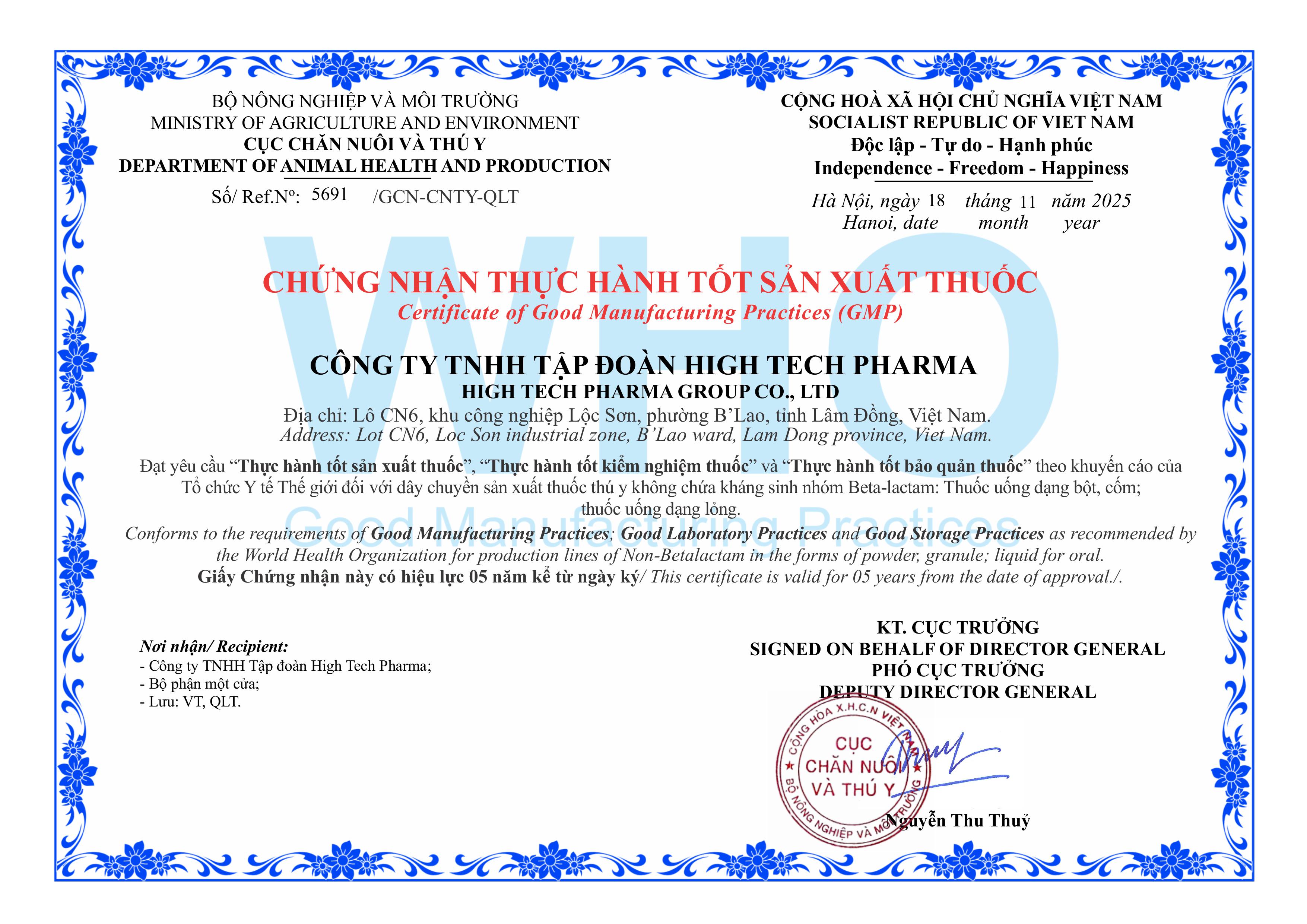 Chứng nhận GMP-WHO