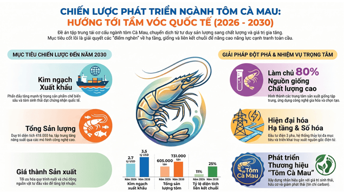 Thủ phủ tôm Cà Mau: Đặt mục tiêu sản lượng 731.000 tấn vào năm 2030